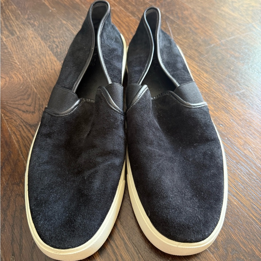 Vince Black Suede Slip-On Shoes